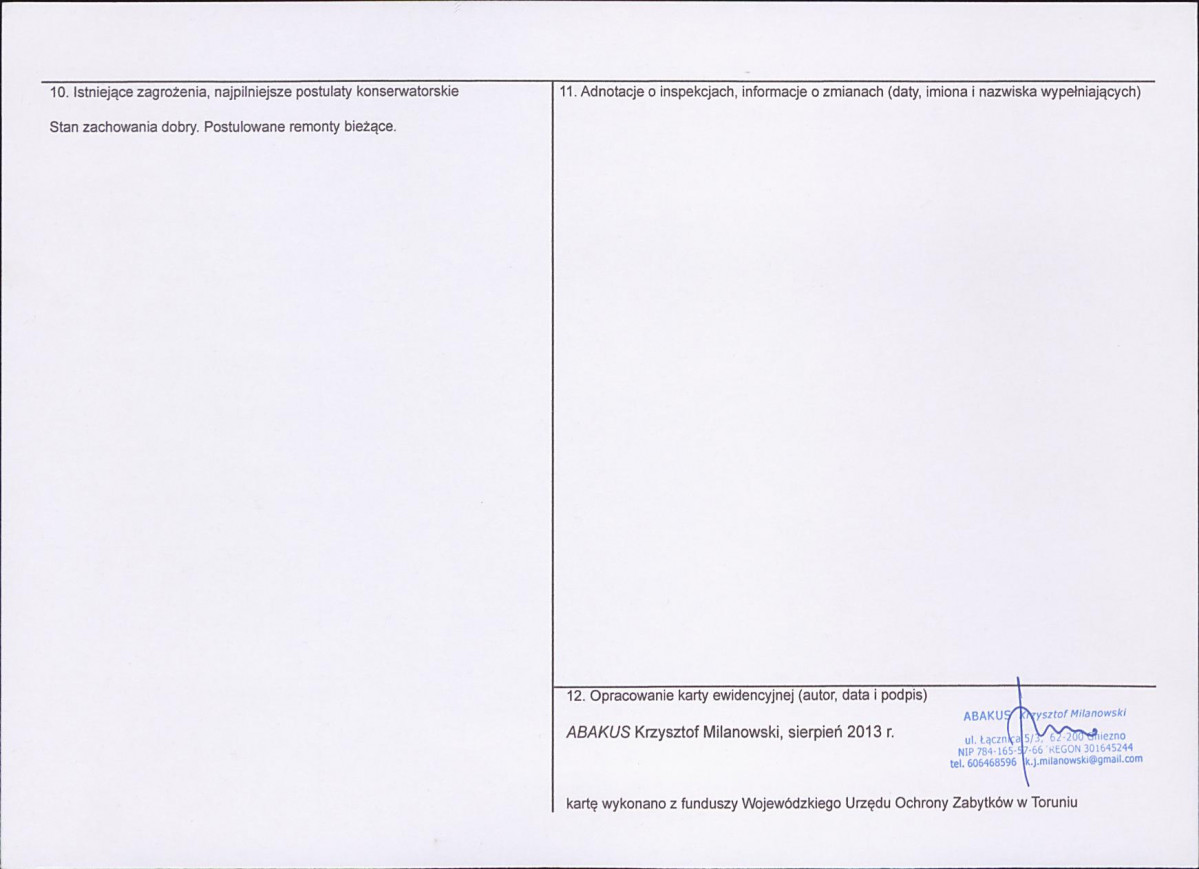KEZN - Karta obiektu niewpisanego do rejestru, skan nr 2