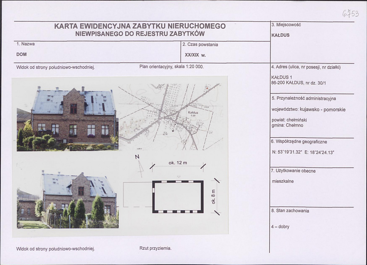 KEZN - Karta obiektu niewpisanego do rejestru, skan nr 1