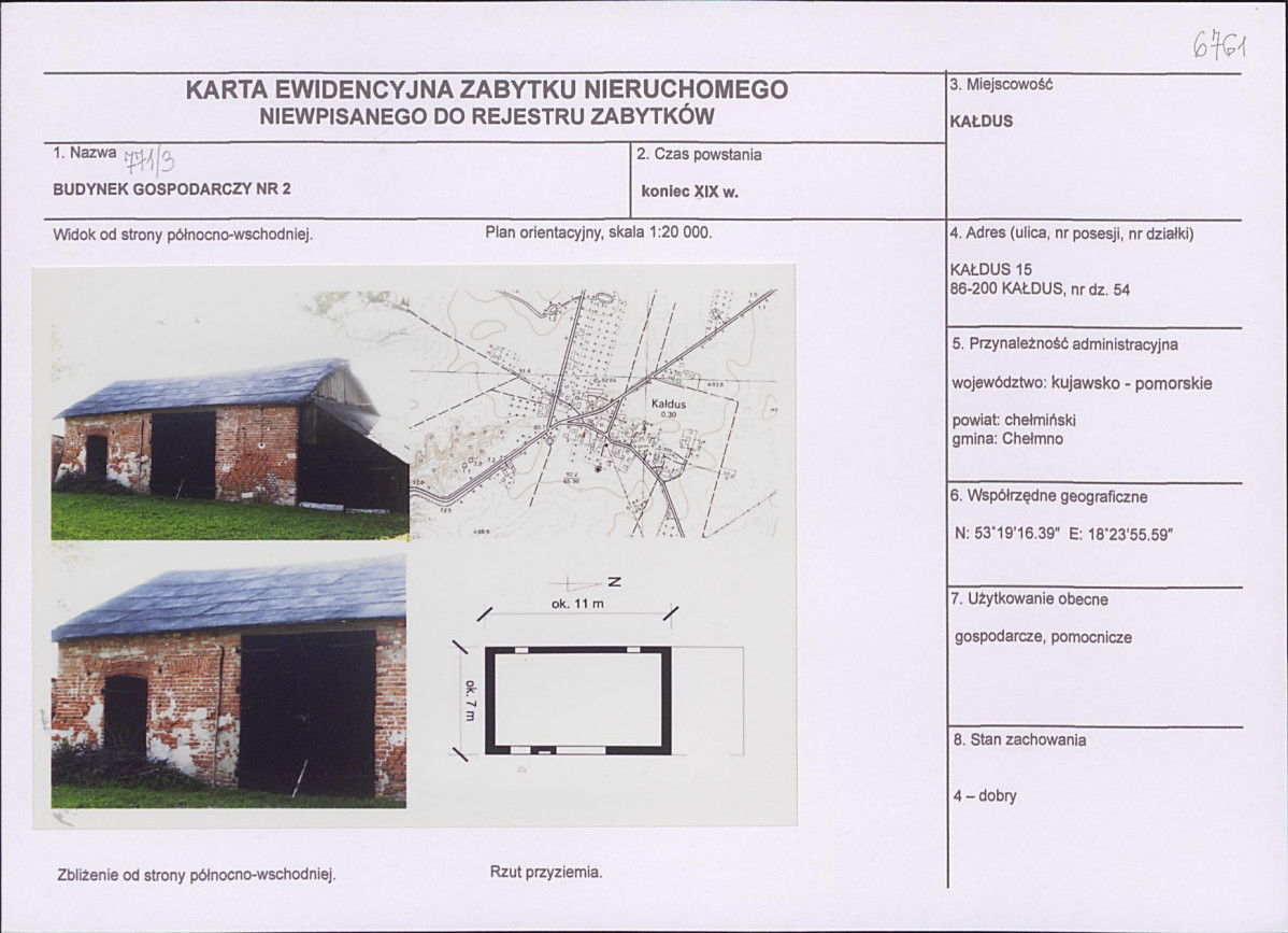 KEZN - Karta obiektu niewpisanego do rejestru, skan nr 1