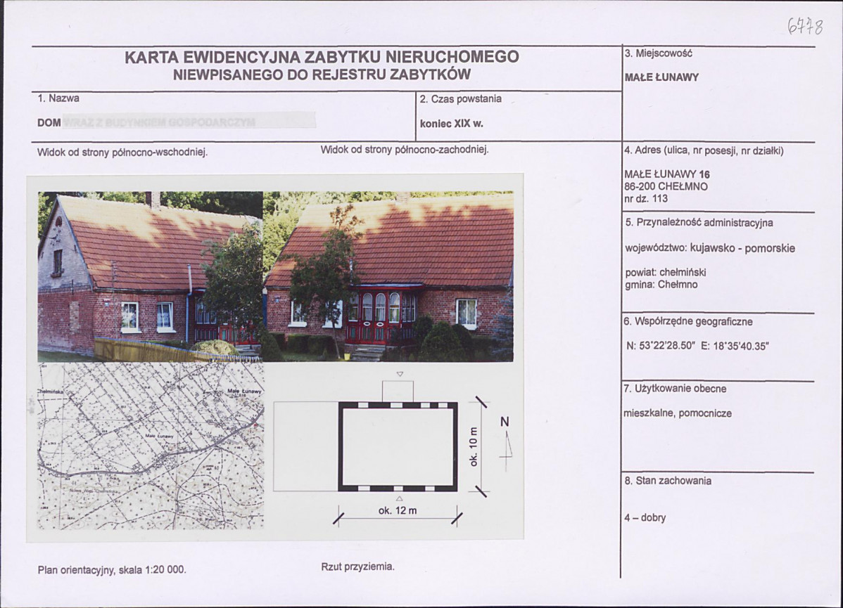 KEZN - Karta obiektu niewpisanego do rejestru, skan nr 1