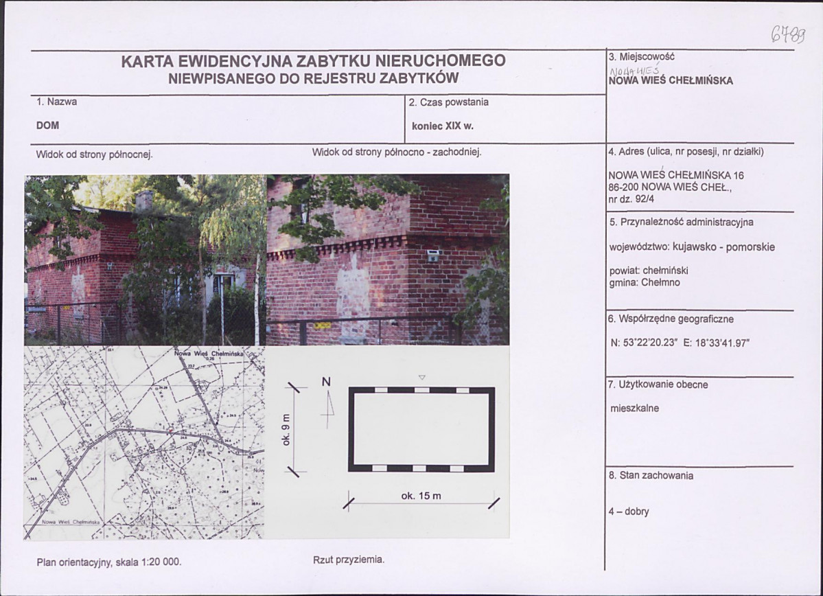 KEZN - Karta obiektu niewpisanego do rejestru, skan nr 1