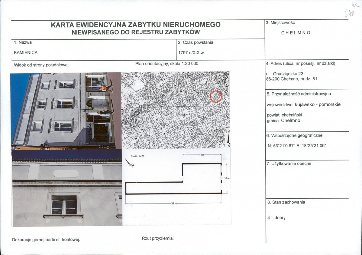 KEZN - Karta obiektu niewpisanego do rejestru, skan nr 1