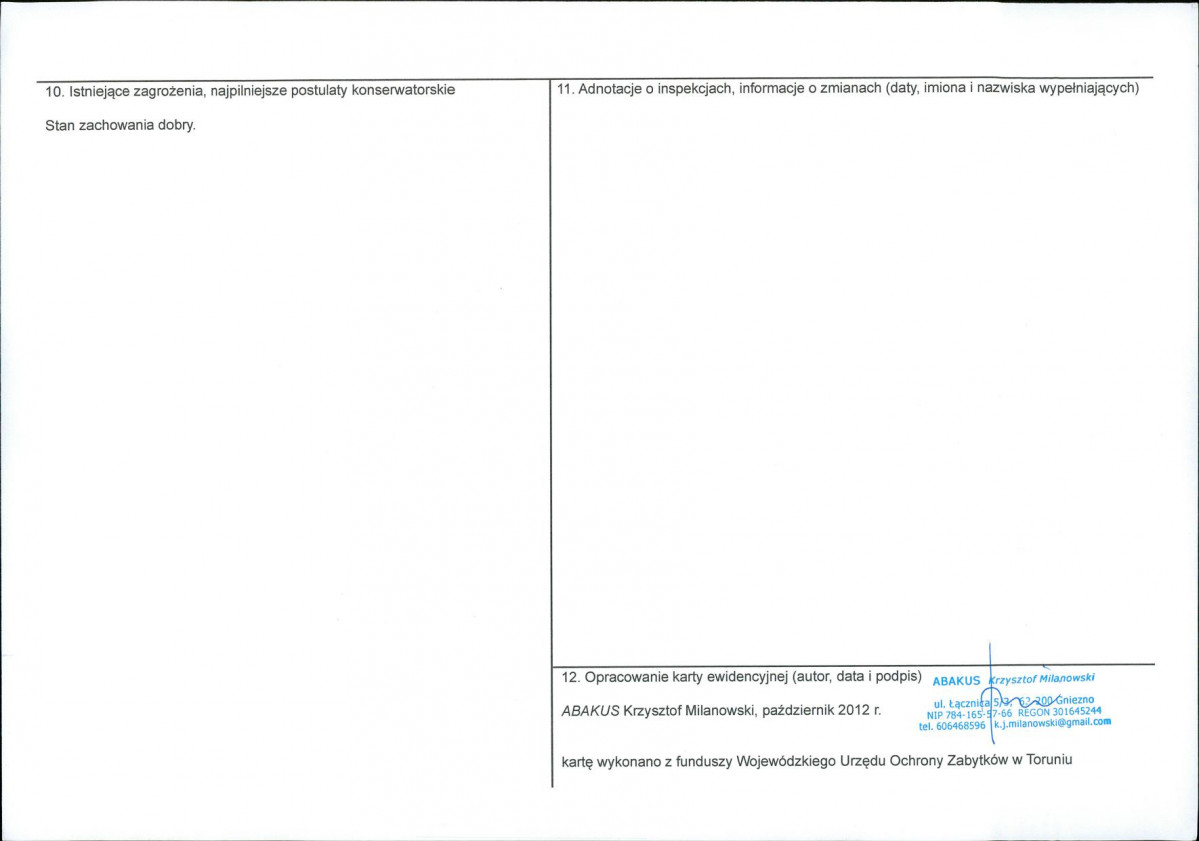 KEZN - Karta obiektu niewpisanego do rejestru, skan nr 2