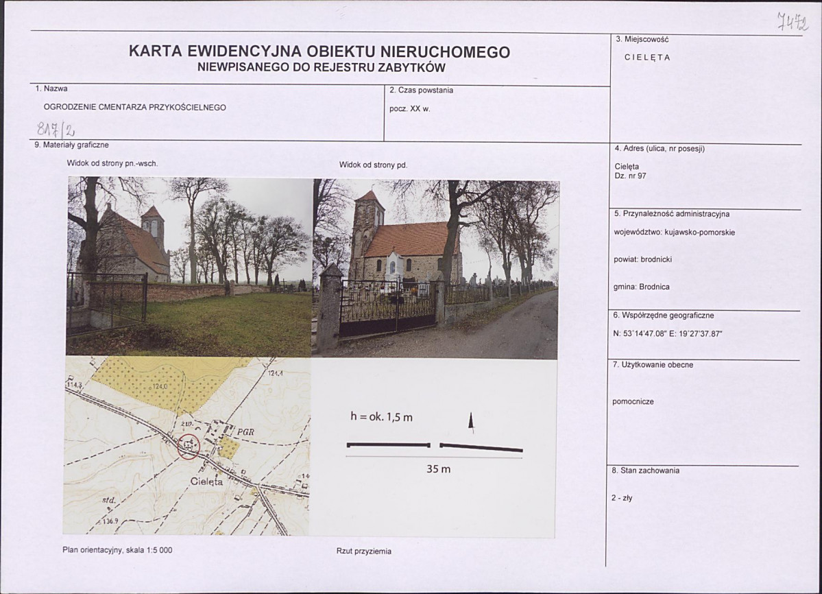 Karta obiektu niewpisanego do rejestru, skan nr 1