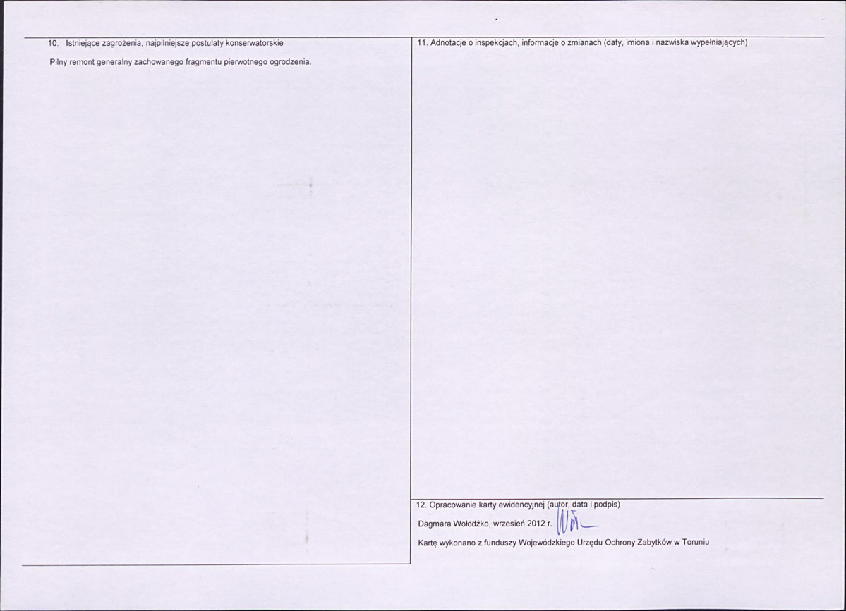 Karta obiektu niewpisanego do rejestru, skan nr 2