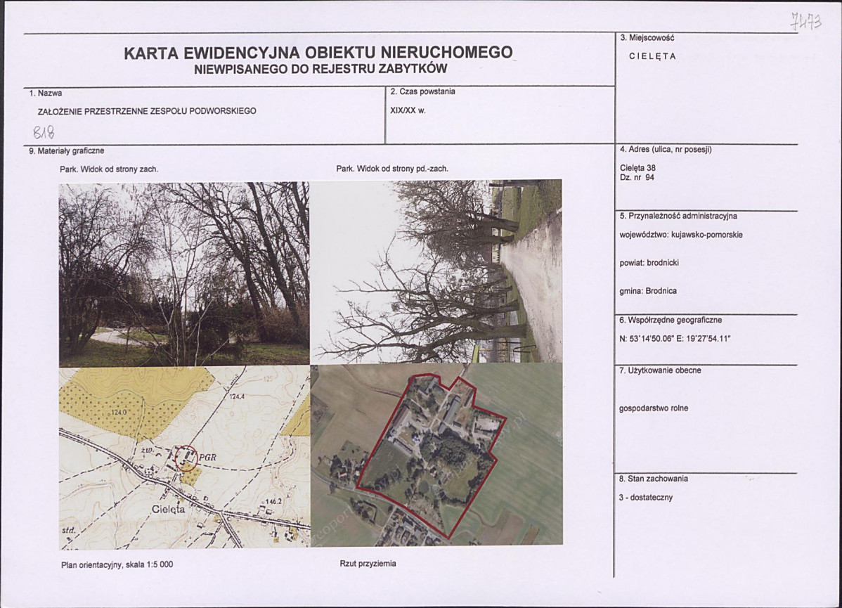 KEZN - Karta obiektu niewpisanego do rejestru, skan nr 1