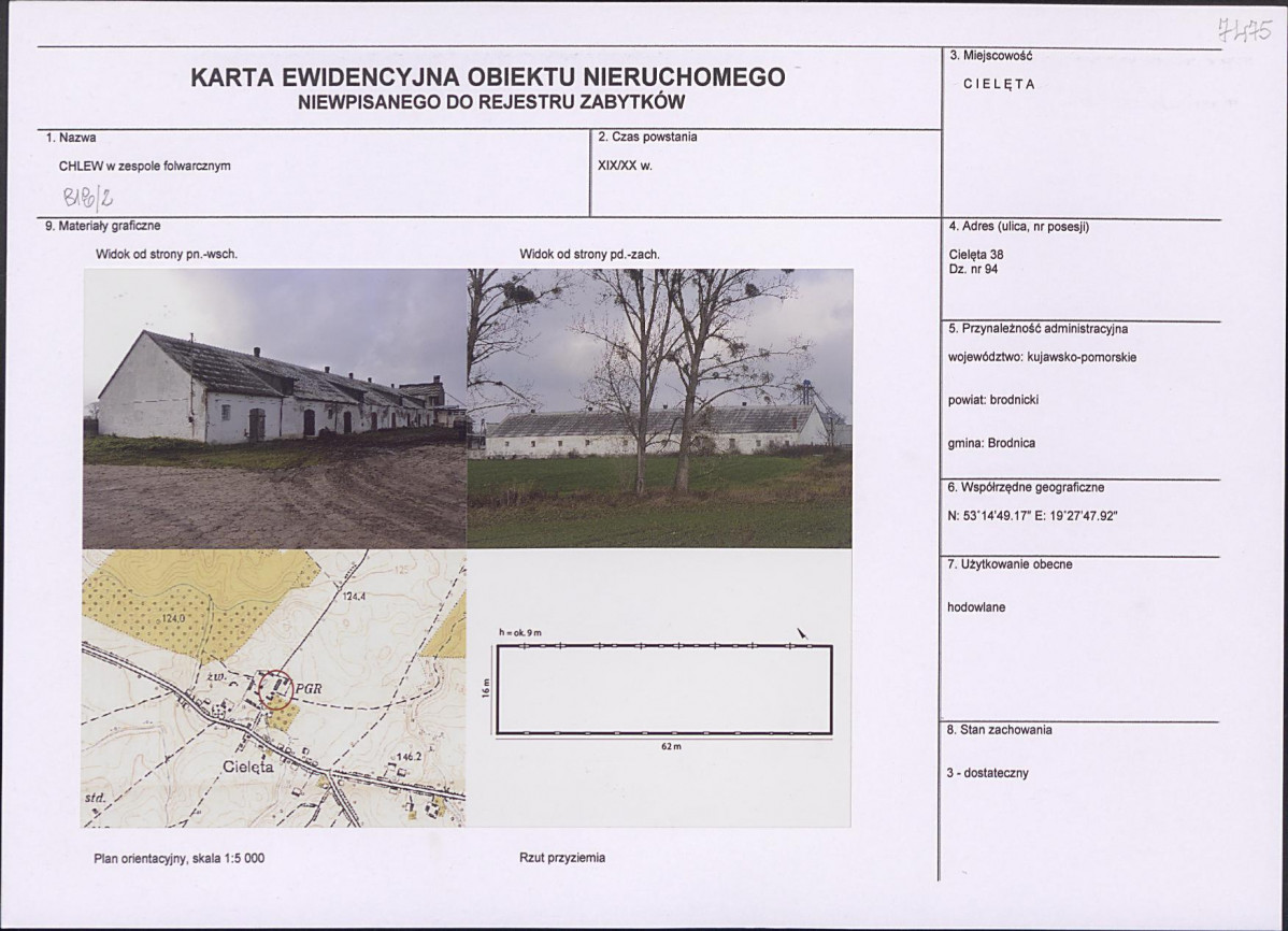 Karta obiektu niewpisanego do rejestru, skan nr 1