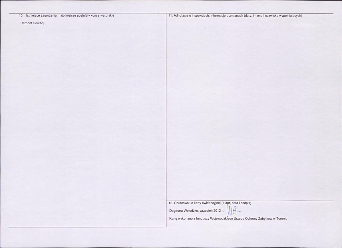 KEZN - Karta obiektu niewpisanego do rejestru, skan nr 2