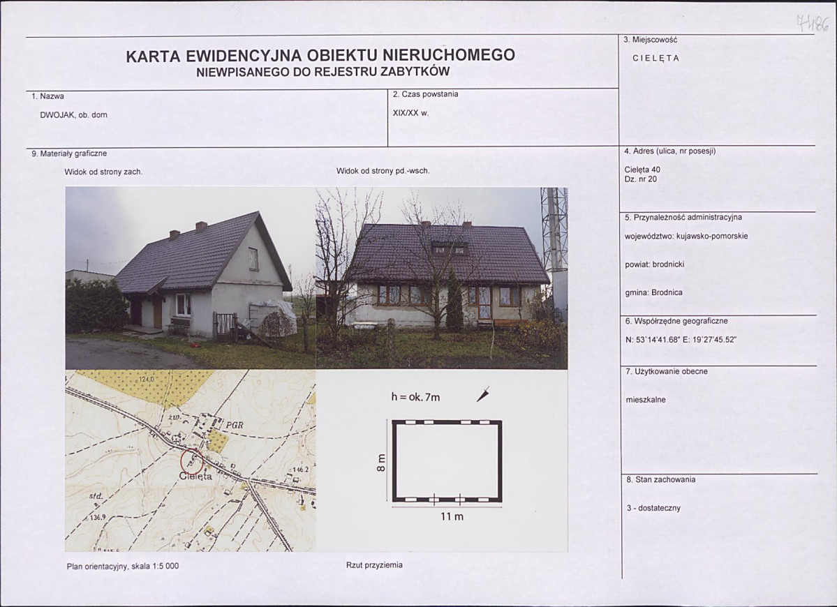 KEZN - Karta obiektu niewpisanego do rejestru, skan nr 1