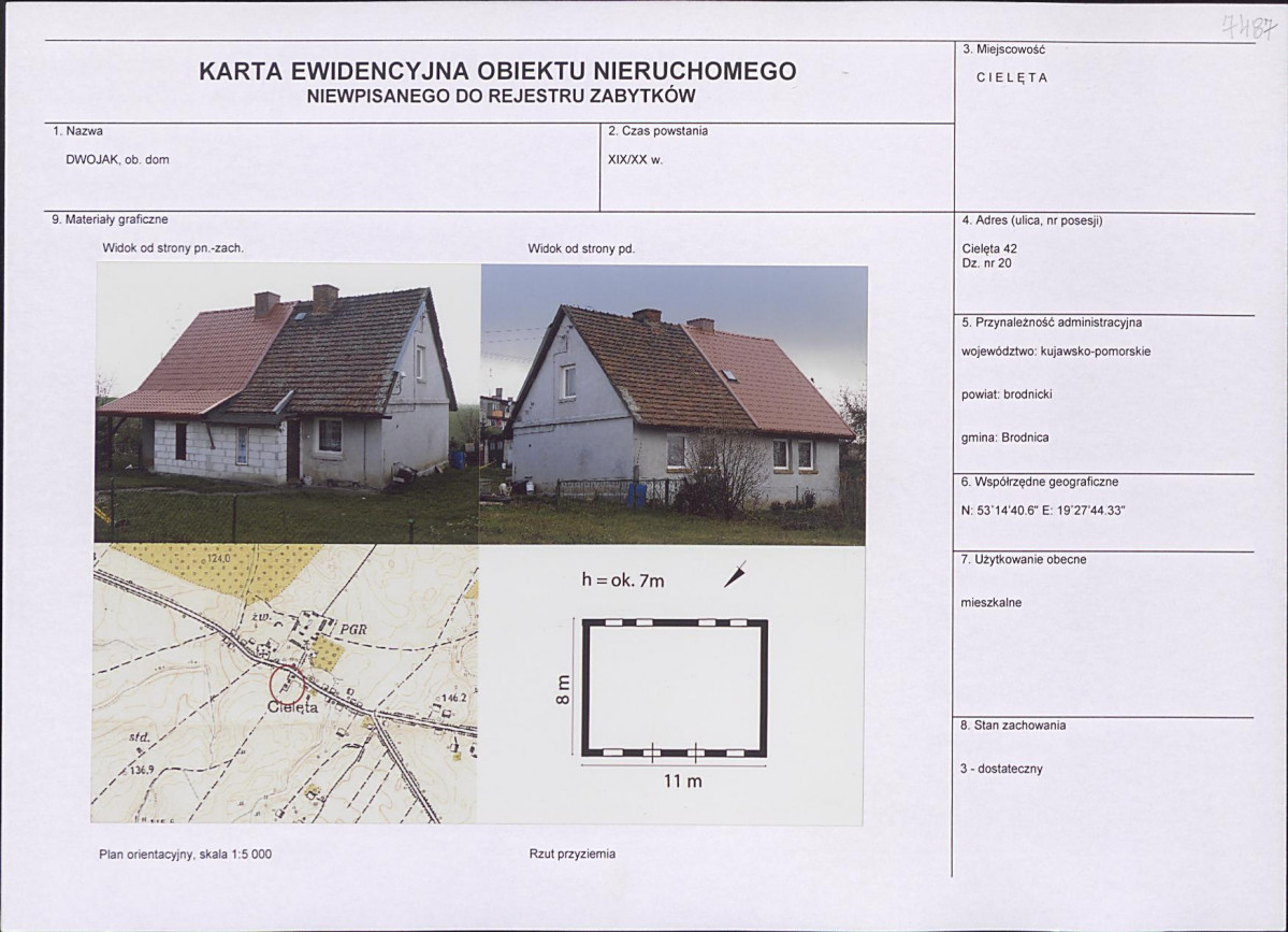KEZN - Karta obiektu niewpisanego do rejestru, skan nr 1