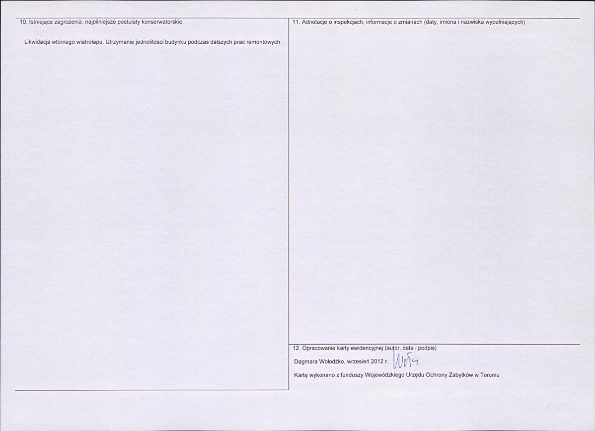 KEZN - Karta obiektu niewpisanego do rejestru, skan nr 2