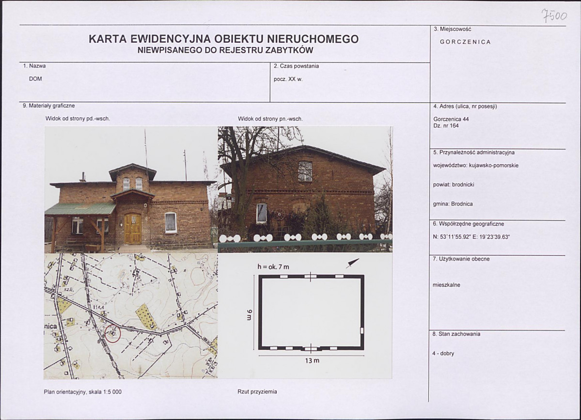 Karta obiektu niewpisanego do rejestru, skan nr 1