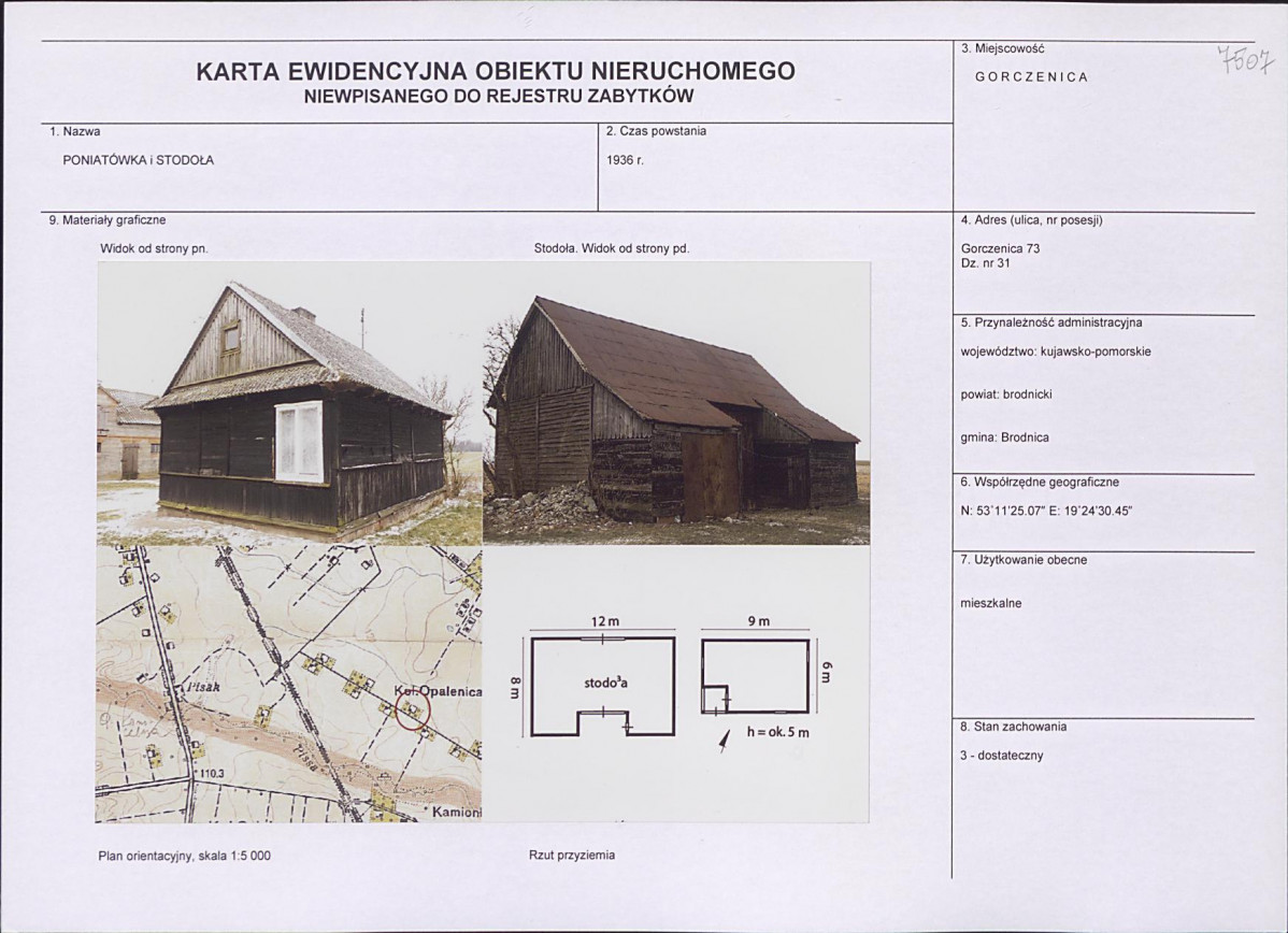 Karta obiektu niewpisanego do rejestru, skan nr 1