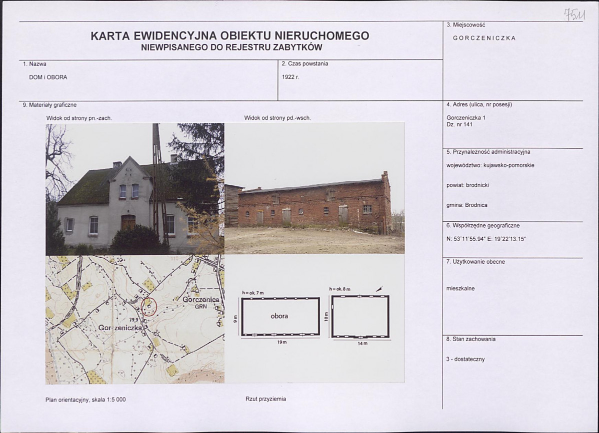 Karta obiektu niewpisanego do rejestru, skan nr 1