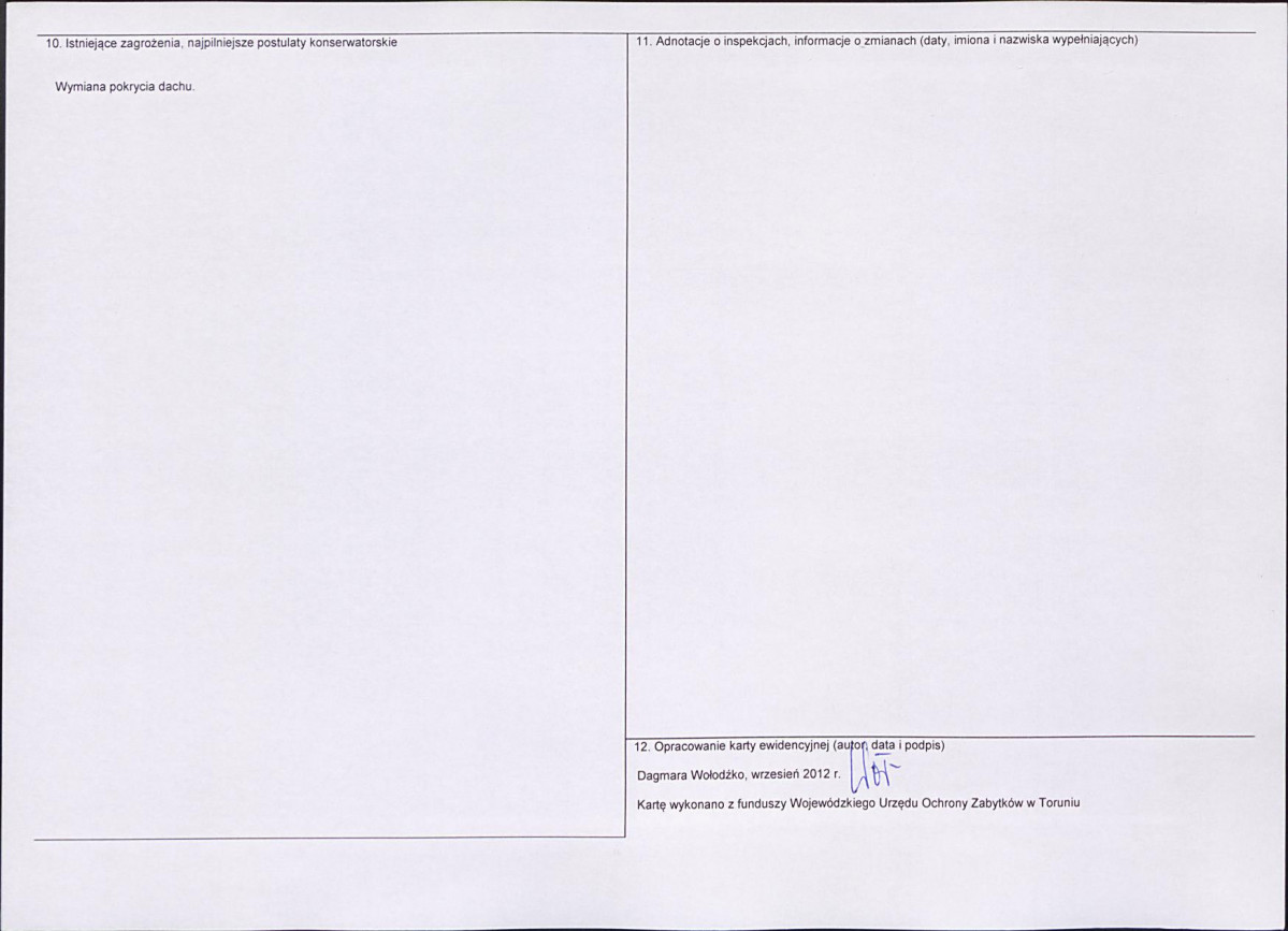 Karta obiektu niewpisanego do rejestru, skan nr 2