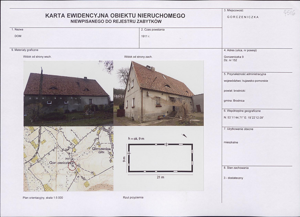 Karta obiektu niewpisanego do rejestru, skan nr 1