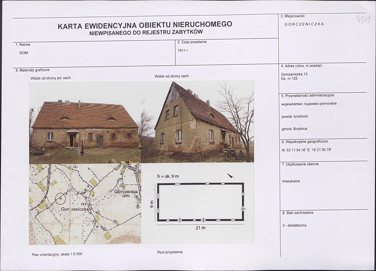Karta obiektu niewpisanego do rejestru, skan nr 1