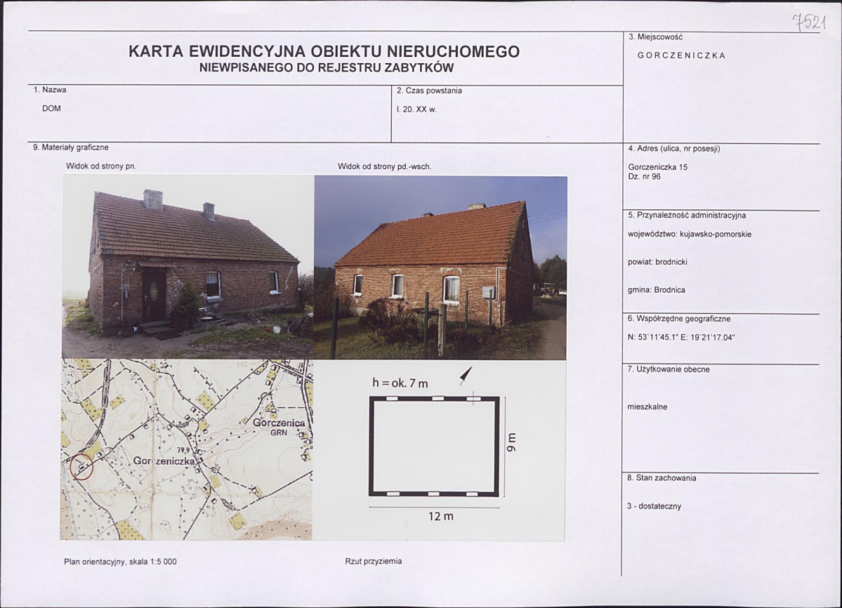 Karta obiektu niewpisanego do rejestru, skan nr 1