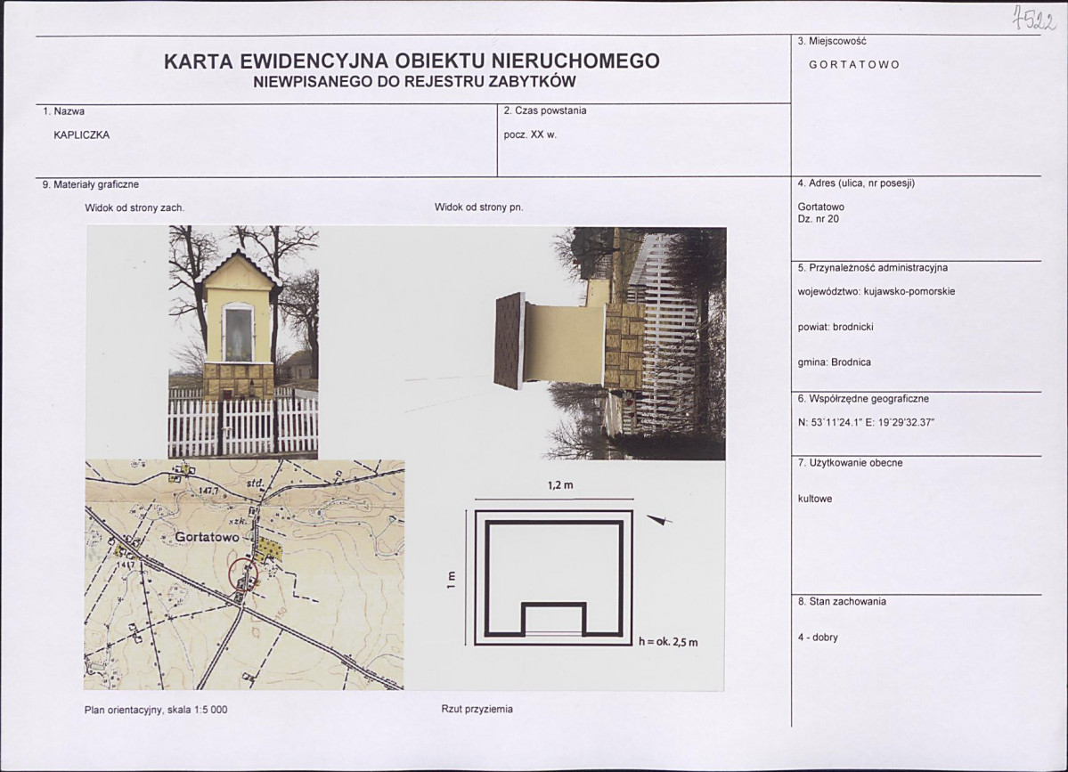 Karta obiektu niewpisanego do rejestru, skan nr 1