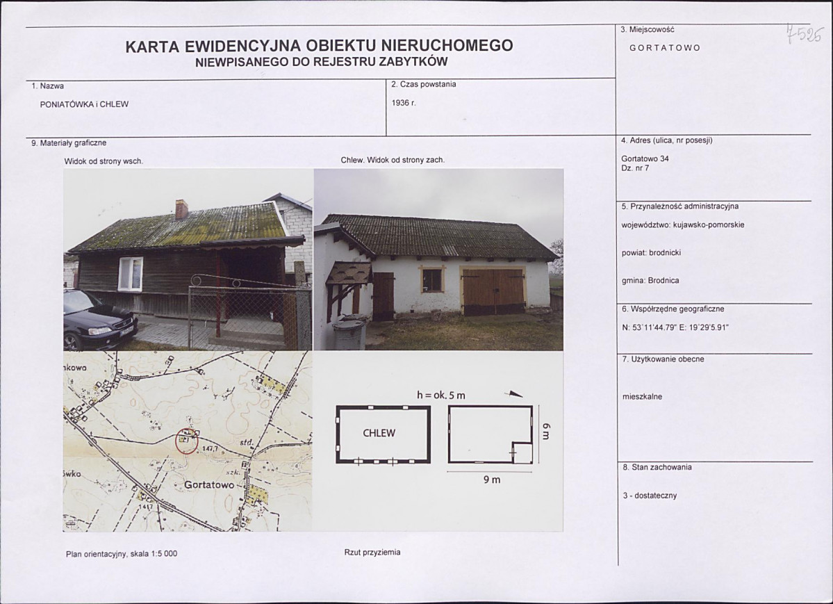 Karta obiektu niewpisanego do rejestru, skan nr 1