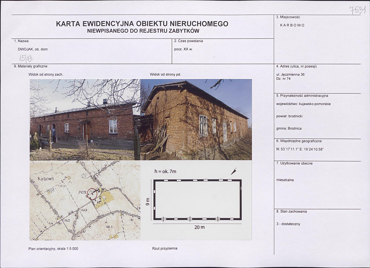 KEZN - Karta obiektu niewpisanego do rejestru, skan nr 1