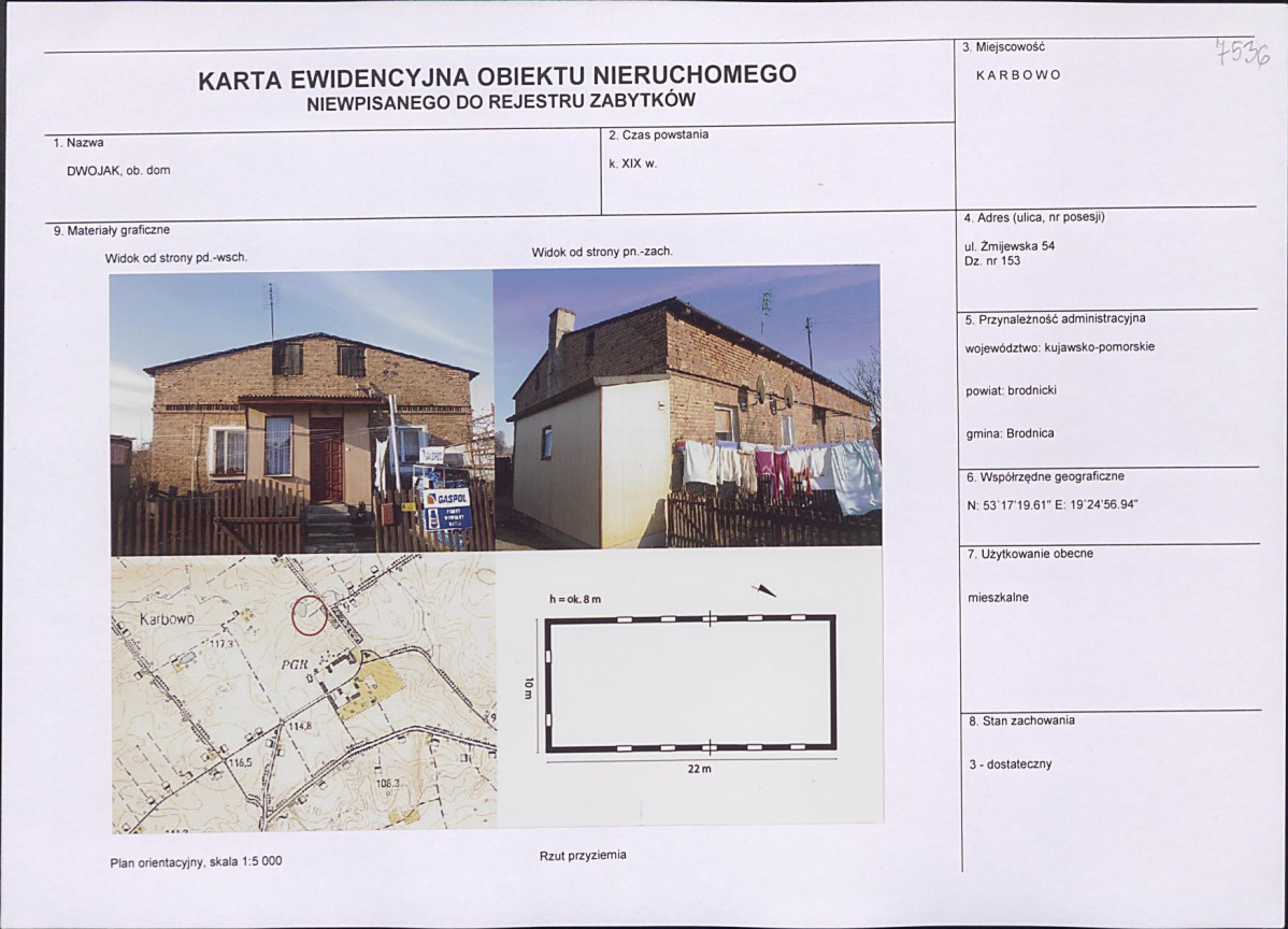 KEZN - Karta obiektu niewpisanego do rejestru, skan nr 1