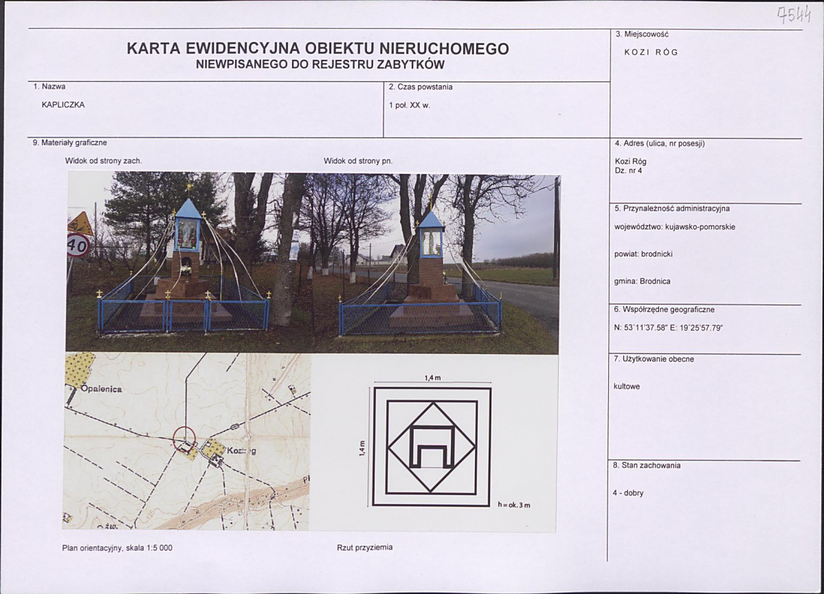 Karta obiektu niewpisanego do rejestru, skan nr 1