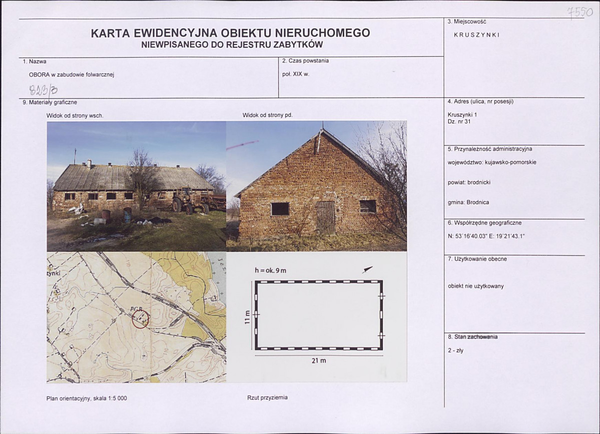 Karta obiektu niewpisanego do rejestru, skan nr 1
