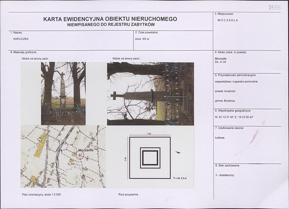 Karta obiektu niewpisanego do rejestru, skan nr 1