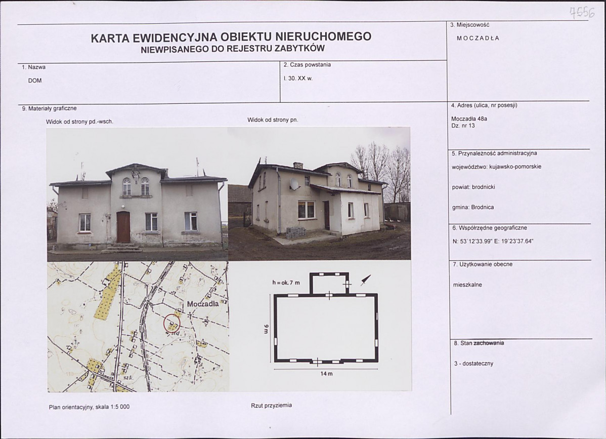 Karta obiektu niewpisanego do rejestru, skan nr 1