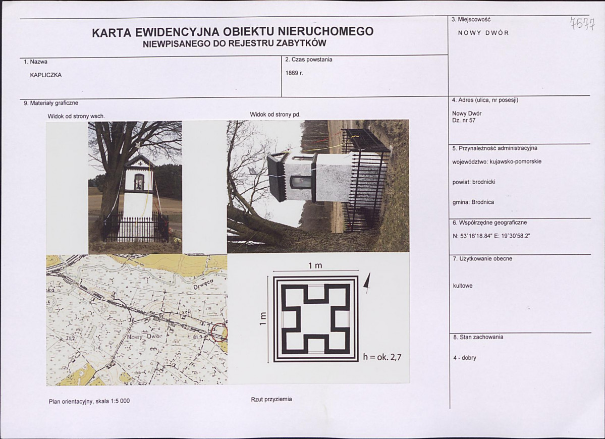 Karta obiektu niewpisanego do rejestru, skan nr 1