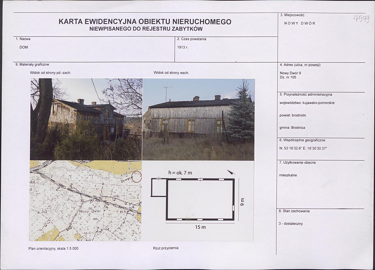 Karta obiektu niewpisanego do rejestru, skan nr 1