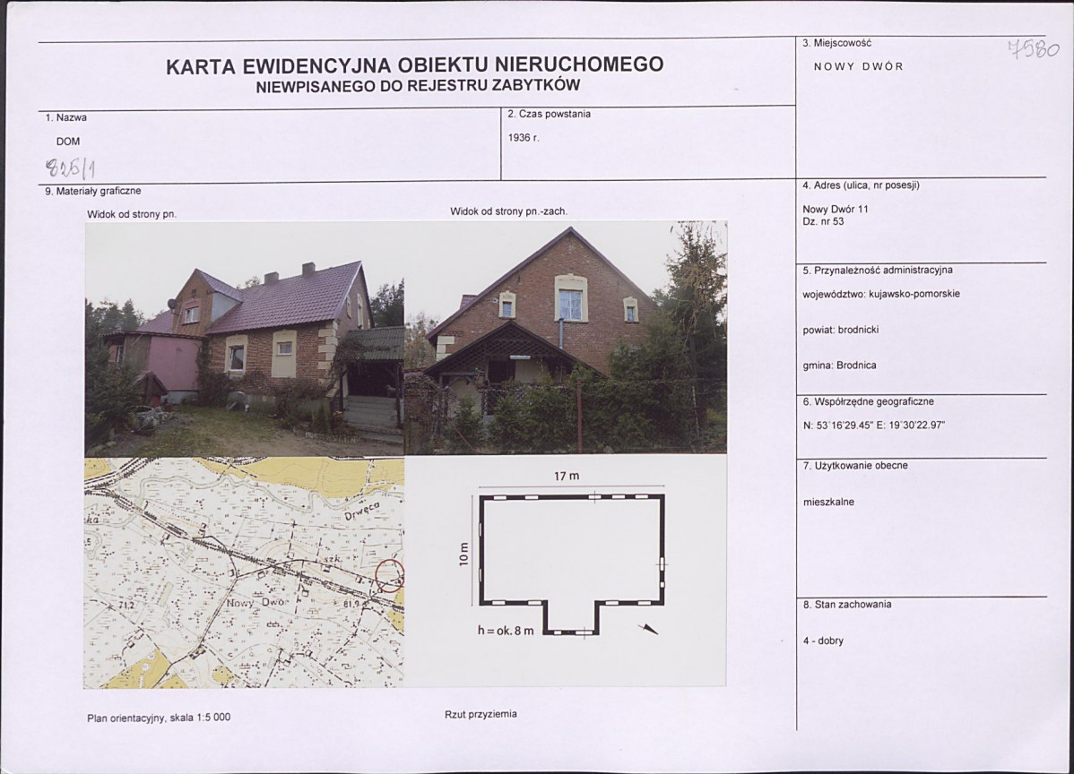 Karta obiektu niewpisanego do rejestru, skan nr 1