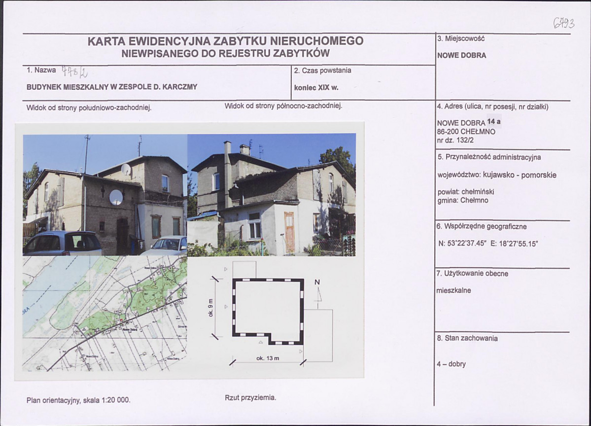KEZN - Karta obiektu niewpisanego do rejestru, skan nr 1