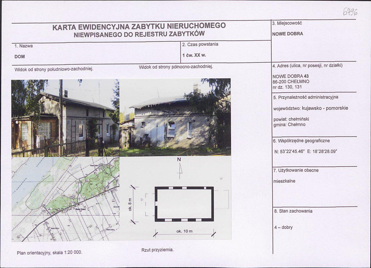 KEZN - Karta obiektu niewpisanego do rejestru, skan nr 1