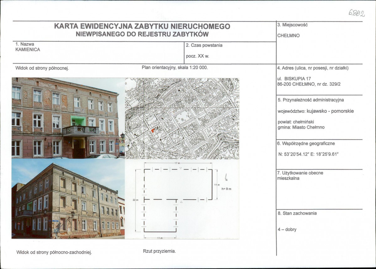 KEZN - Karta obiektu niewpisanego do rejestru, skan nr 1