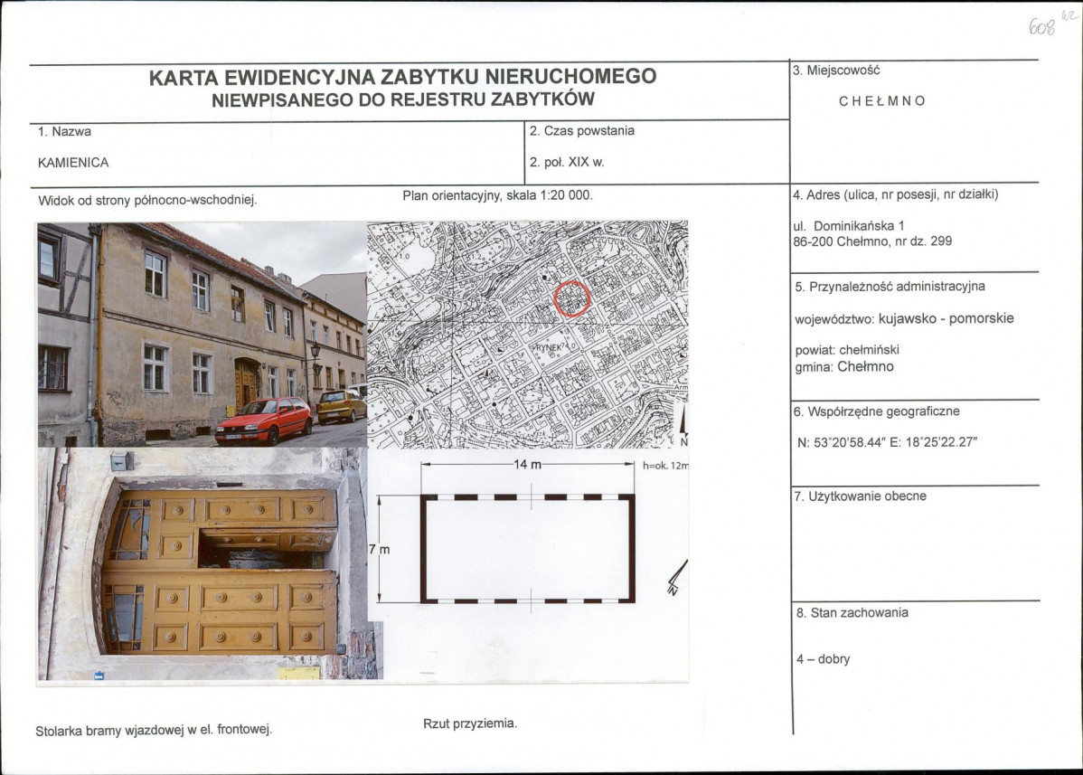 KEZN - Karta obiektu niewpisanego do rejestru, skan nr 1