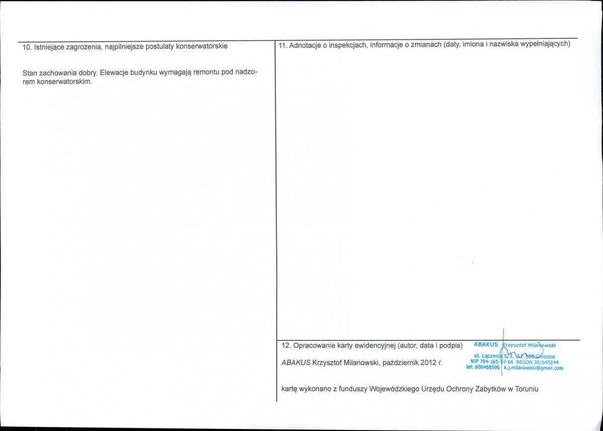KEZN - Karta obiektu niewpisanego do rejestru, skan nr 2