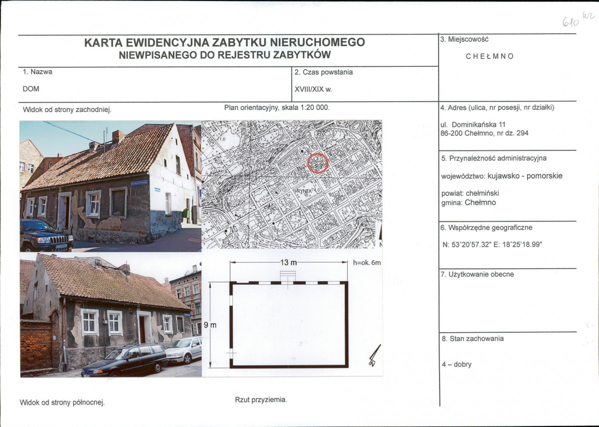 KEZN - Karta obiektu niewpisanego do rejestru, skan nr 1