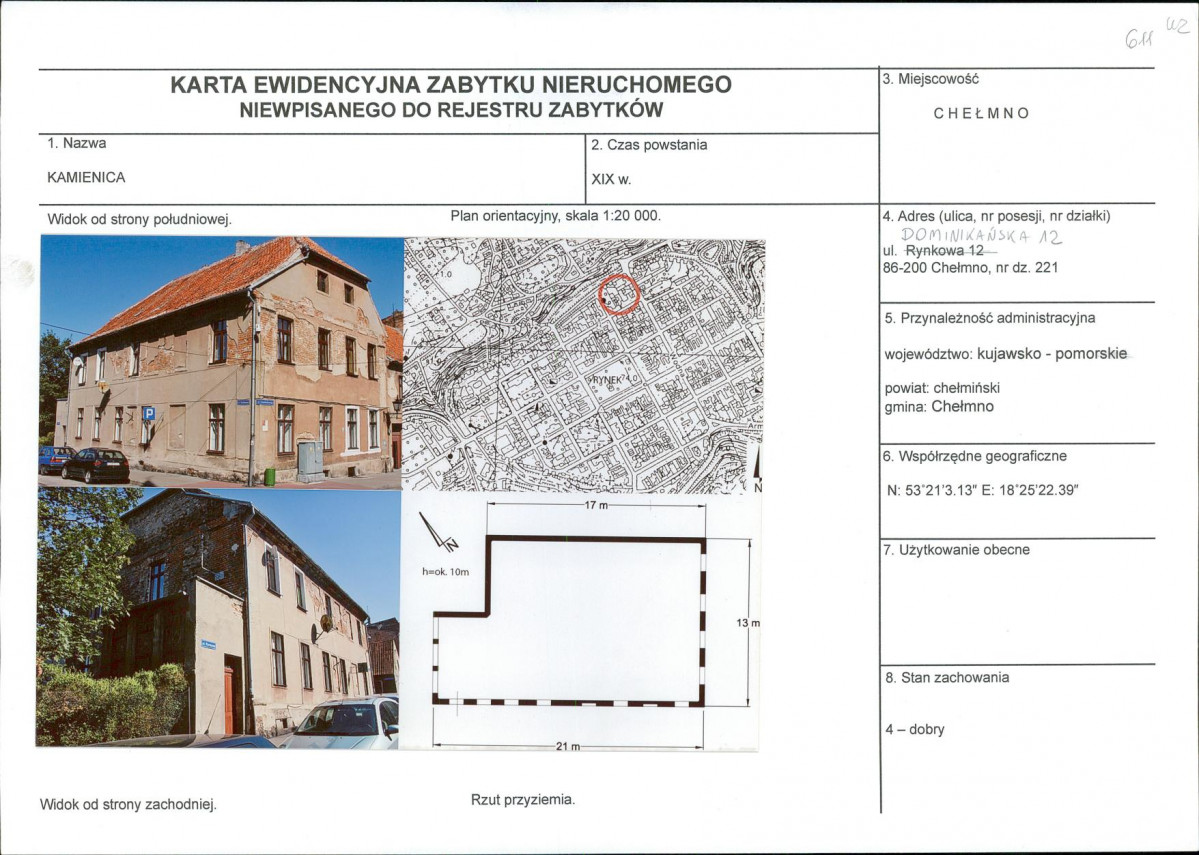 KEZN - Karta obiektu niewpisanego do rejestru, skan nr 1