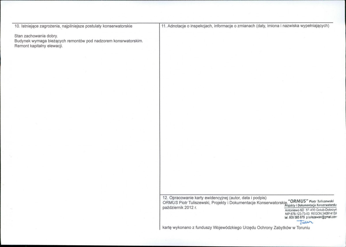 KEZN - Karta obiektu niewpisanego do rejestru, skan nr 2