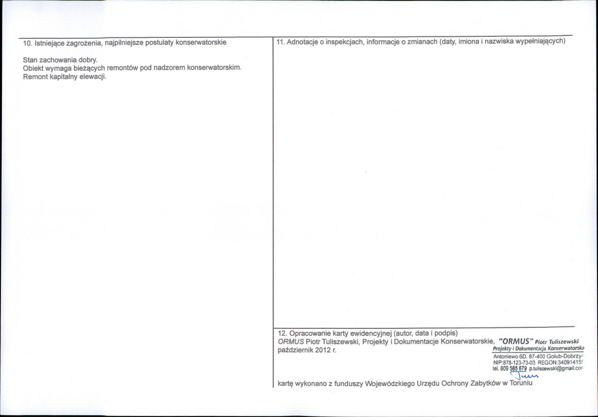 KEZN - Karta obiektu niewpisanego do rejestru, skan nr 2