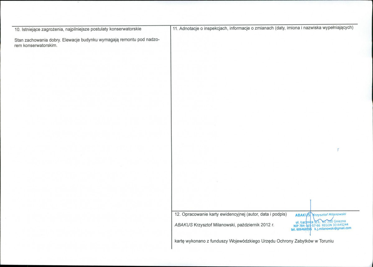 KEZN - Karta obiektu niewpisanego do rejestru, skan nr 2