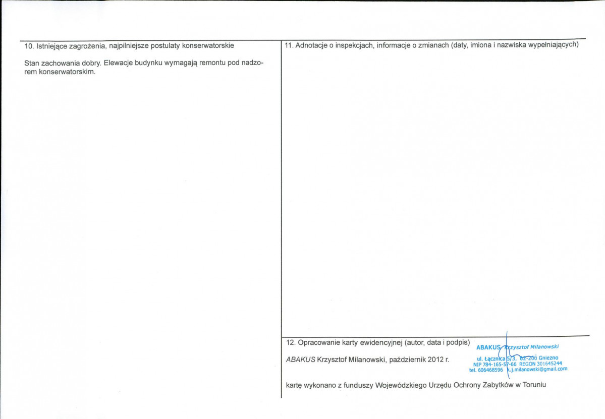 KEZN - Karta obiektu niewpisanego do rejestru, skan nr 2