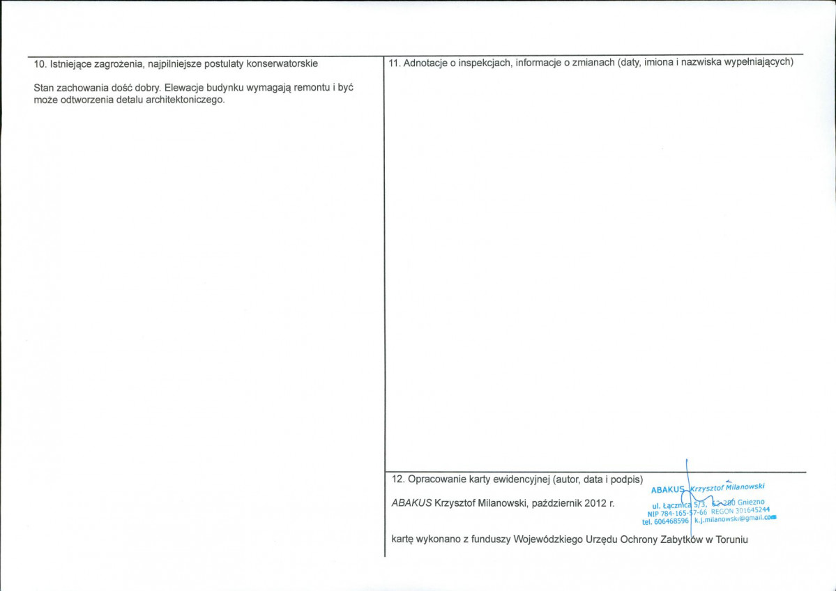 KEZN - Karta obiektu niewpisanego do rejestru, skan nr 2