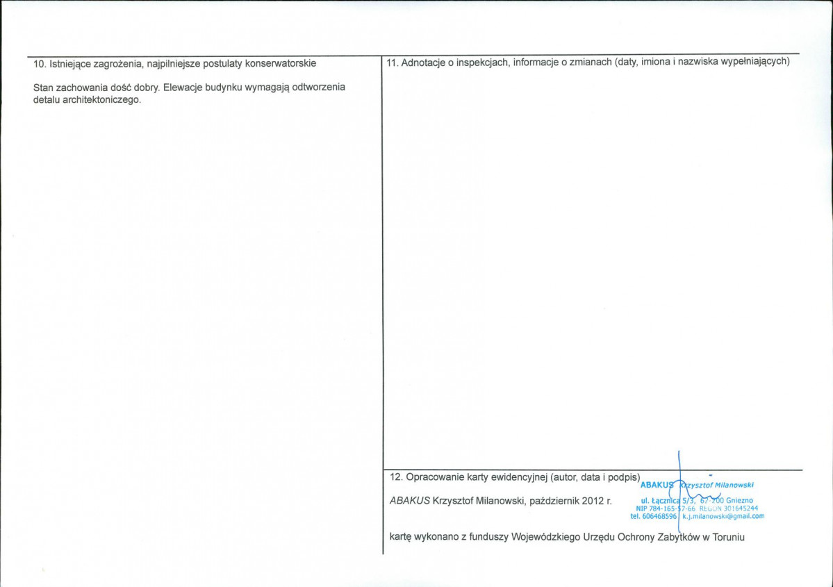 KEZN - Karta obiektu niewpisanego do rejestru, skan nr 2