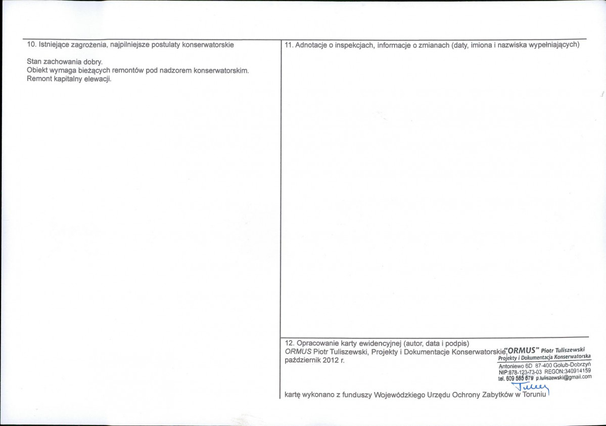 KEZN - Karta obiektu niewpisanego do rejestru, skan nr 2