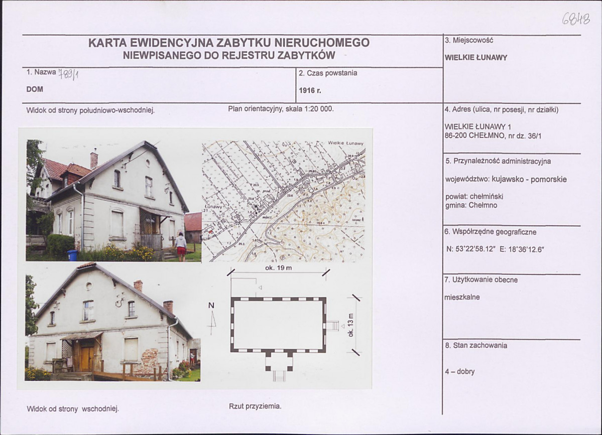 KEZN - Karta obiektu niewpisanego do rejestru, skan nr 1