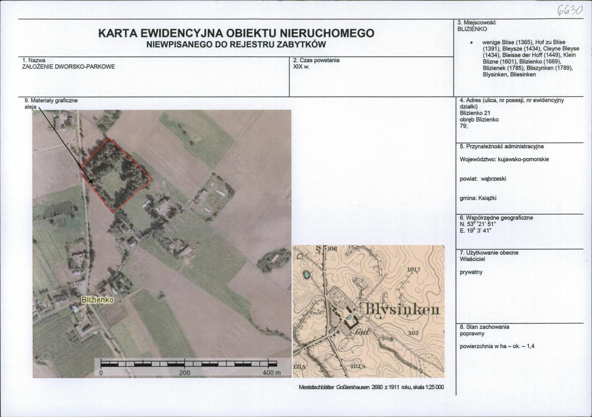 KEZN - Karta obiektu niewpisanego do rejestru, skan nr 1