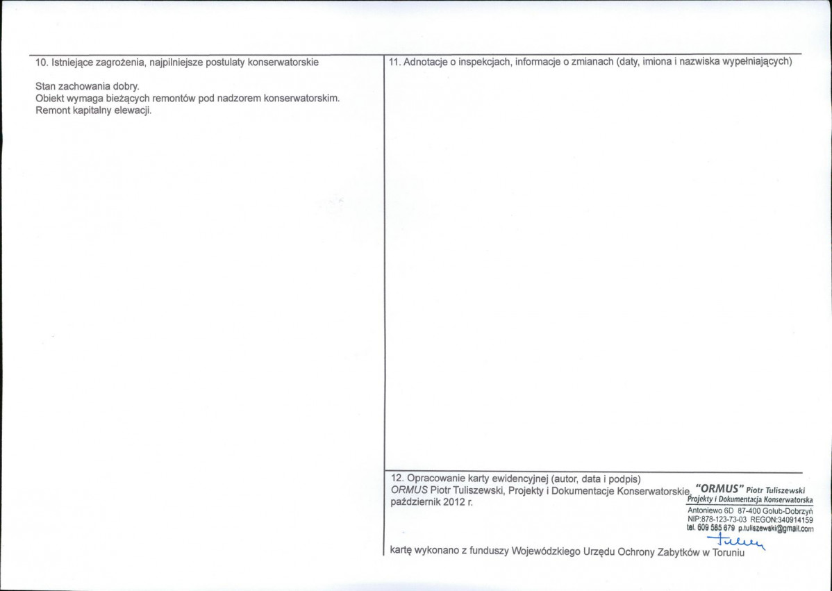 KEZN - Karta obiektu niewpisanego do rejestru, skan nr 2